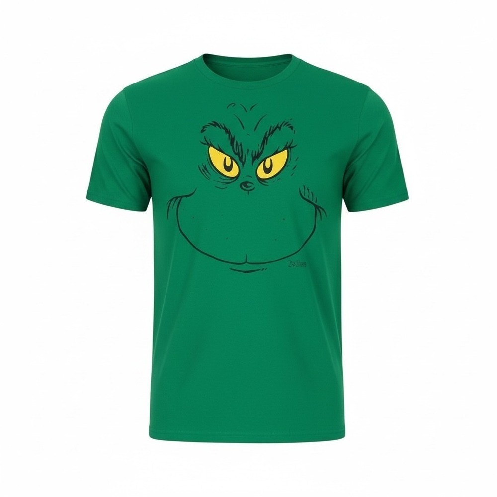 Green Grinch Face Graphic‎ T Shirt Adult 2XL 2XG 2TG Delta Pro Weight